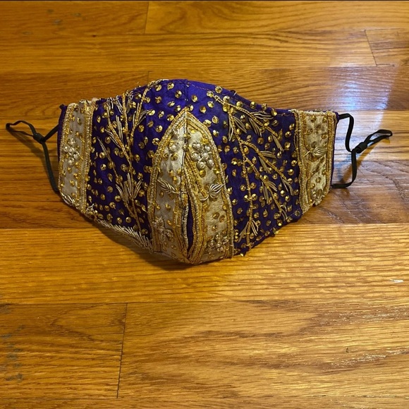 Hand Crafted Accessories - Face Mask Purple Sequins & Beads